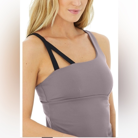 Alo Yoga Repose Tank, purple dusk/black, size S - Picture 5 of 6